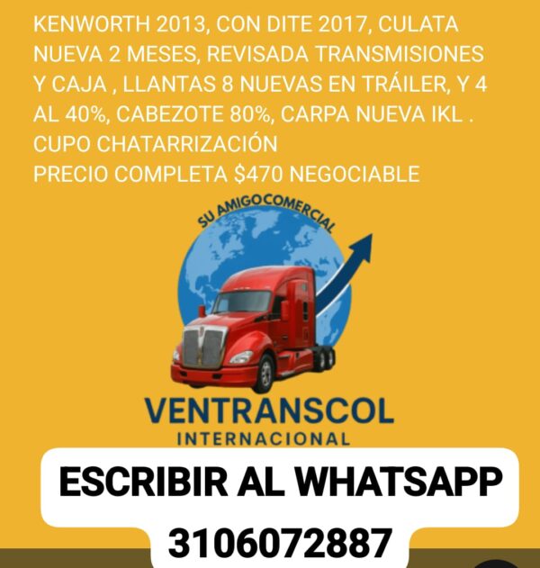 KENWORTH 2013 CULATA NUEVA CON DITE - Image 6